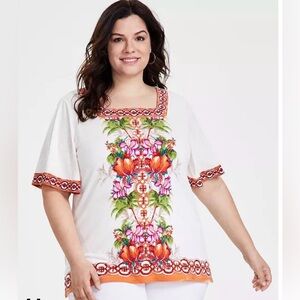JM Collection Plus Size Julia Jungle Square-Neck Floral Women's 3X Top
